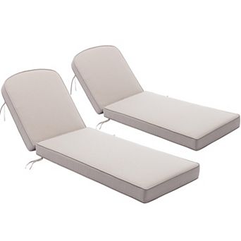 Outdoor Chaise Lounge Thick Polyester Seat Back Cushion Set of 2
