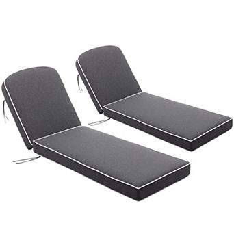 Outdoor Chaise Lounge Thick Polyester Seat Back Cushion Set of 2