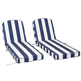 Outdoor Chaise Lounge Thick Polyester Seat Back Cushion Set of 2