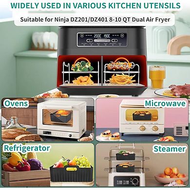10-Piece Silicone Air Fryer Liners & Racks Set, Reusable, Heat-Resistant