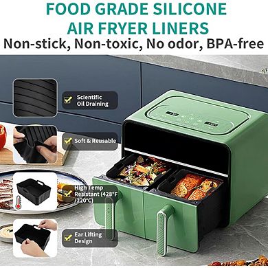 10-Piece Silicone Air Fryer Liners & Racks Set, Reusable, Heat-Resistant
