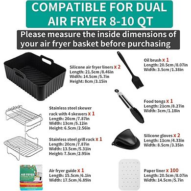 10-Piece Silicone Air Fryer Liners & Racks Set, Reusable, Heat-Resistant