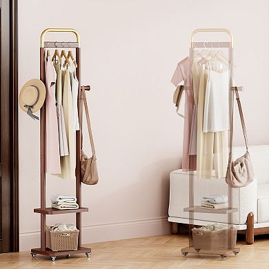 Solid Wood Coat Rack for Bedroom/Entrance/Living Room, Easy Assembly
