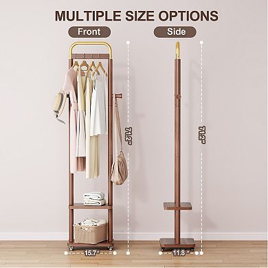 Solid Wood Coat Rack for Bedroom/Entrance/Living Room, Easy Assembly