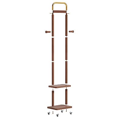 Solid Wood Coat Rack for Bedroom/Entrance/Living Room, Easy Assembly