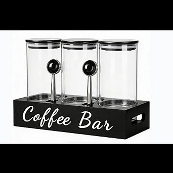 Glass Coffee Canister Set with Airtight Lids, Scoop & Storage Jars