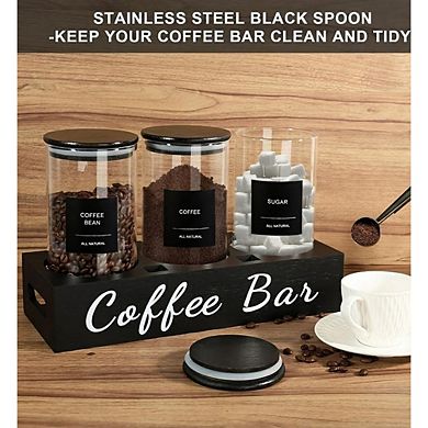 Glass Coffee Canister Set with Airtight Lids, Scoop & Storage Jars
