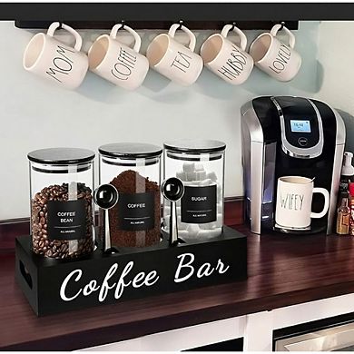 Glass Coffee Canister Set with Airtight Lids, Scoop & Storage Jars