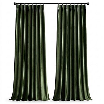 Velvet Blackout Curtains, Thermal Insulated Soundproof Pinch Pleat Panels