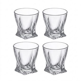 4 pc Whiskey Glass Set Crystal Old-Fashioned Tumblers for Spirits