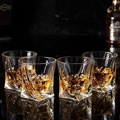 4-Piece Whiskey Glass Set Crystal Old-Fashioned Tumblers for Spirits