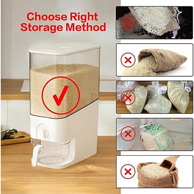 10 L / 25 Lb Rice and Grain Storage Container with Measuring Cup Cereal Dispenser