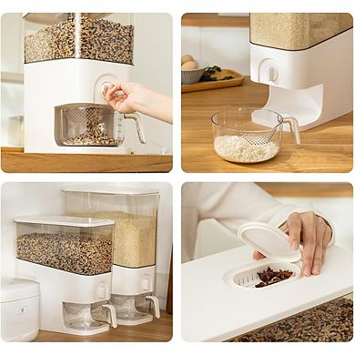 10 L / 25 Lb Rice and Grain Storage Container with Measuring Cup Cereal Dispenser