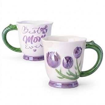 7 pc Mom Gift Set Tulip Mug Jewelry Socks Card Gift Box Birthday Mothers Day set 0f 2