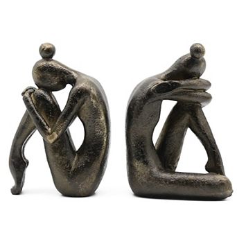 Creative Resin Thinker Girl Non‑Slip Bookends