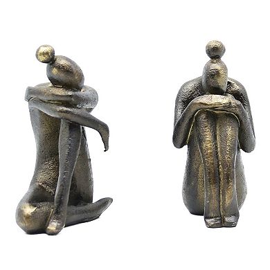 Creative Resin Thinker Girl Non‑Slip Bookends