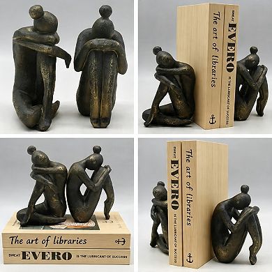 Creative Resin Thinker Girl Non‑Slip Bookends