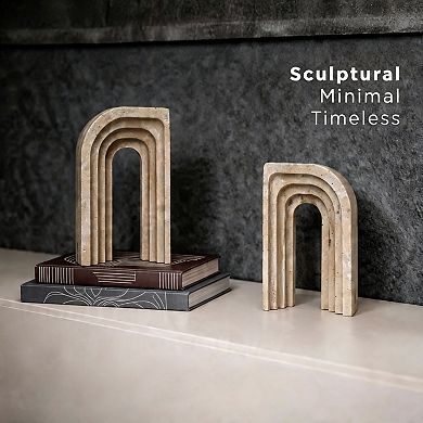Faux Stone Non‑Slip Modern Bookends With Gift Box