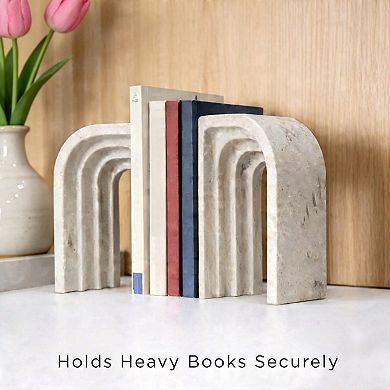 Faux Stone Non‑Slip Modern Bookends With Gift Box