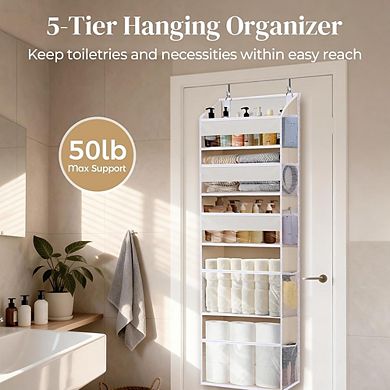 5-Tier Over-the-Door Organizer, 10 Mesh Pockets, 44 lb Capacity set of 2