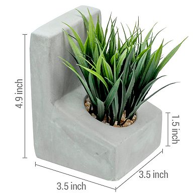 Heavy Concrete L‑Shaped Bookends With Artificial Grass