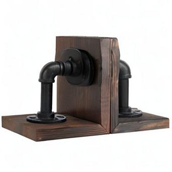 Industrial Metal Wood Heavy Duty Office Bookends