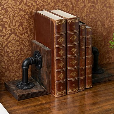 Industrial Metal Wood Heavy Duty Office Bookends