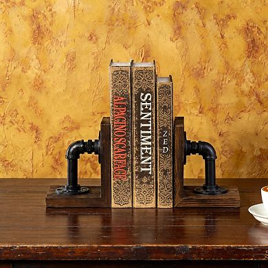 Industrial Metal Wood Heavy Duty Office Bookends