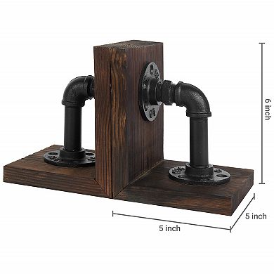 Industrial Metal Wood Heavy Duty Office Bookends