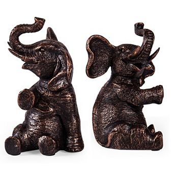 Vintage Gold Elephant Heavy Duty Decor Bookends