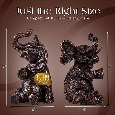 Vintage Gold Elephant Heavy Duty Decor Bookends