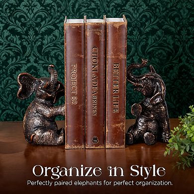 Vintage Gold Elephant Heavy Duty Decor Bookends