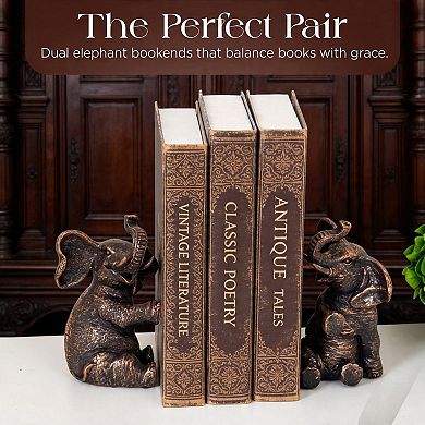 Vintage Gold Elephant Heavy Duty Decor Bookends