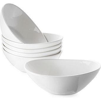 White Ceramic Cereal & Serving Bowls Set of 6, 12 oz, Microwave & Dishwasher Safe