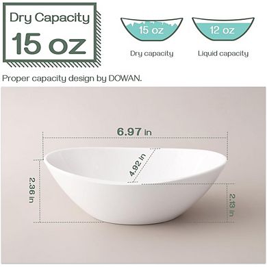 White Ceramic Cereal & Serving Bowls Set of 6, 12 oz, Microwave & Dishwasher Safe