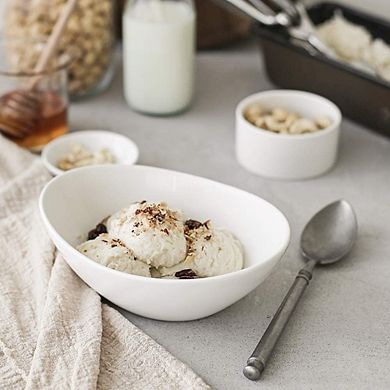 White Ceramic Cereal & Serving Bowls Set of 6, 12 oz, Microwave & Dishwasher Safe