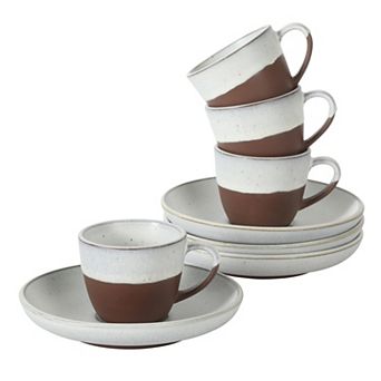 Gibson Elite William Crest 8 pc Cup and Saucer Set 3.5oz Espresso Cups 5.5 inch Saucers