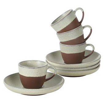 Gibson Elite William Crest 8 pc Cup and Saucer Set 3.5oz Espresso Cups 5.5 inch Saucers