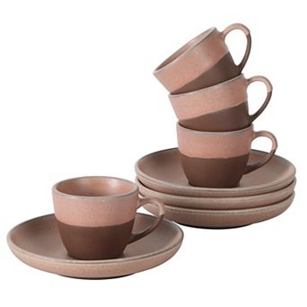 Gibson Elite William Crest 8 pc Cup and Saucer Set 3.5oz Espresso Cups 5.5 inch Saucers