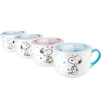 Peanuts 4 Pack 23oz Soup Bowls with Lids