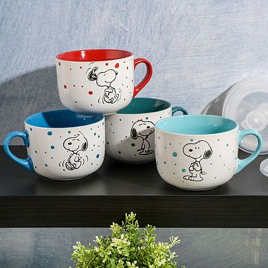 Peanuts 4 Pack 23oz Soup Bowls with Lids