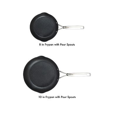 Babish 2 Piece 8 and 10 Inch Hard Anodized Titanium Non Stick Fry Pan Set
