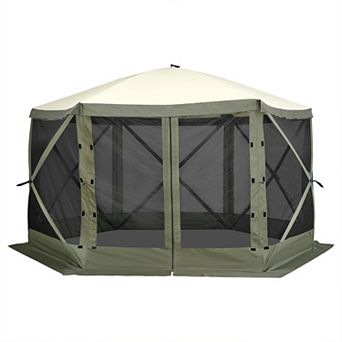 BAOURE 300D Oxford Fabric 10x10Ft 6 Sided Pop Up Gazebo Tent With Mosquito Netting And Wind Cloths
