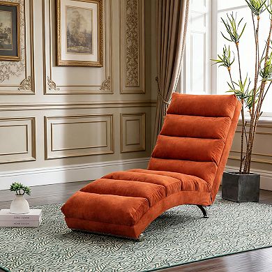 BAOURE Ergonomic Linen Massage Chaise Lounge Chair with Remote Control and Five Vibration Modes