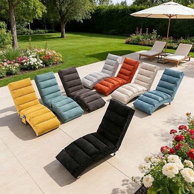 BAOURE Ergonomic Linen Massage Chaise Lounge Chair with Remote Control and Five Vibration Modes