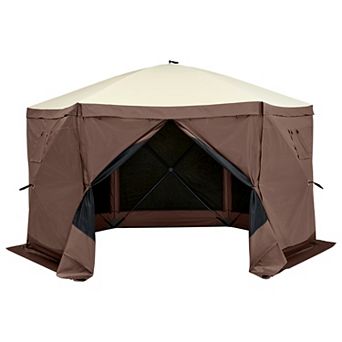 BAOURE 300D Oxford 11.5 By 11.5 Foot 6 Sided Pop Up Screen Gazebo Tent With Mosquito Netting And Rem