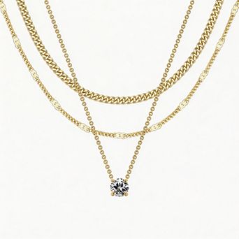 Kaelin Home 14K Plated Cuban Layered Non Tarnish Necklace Set