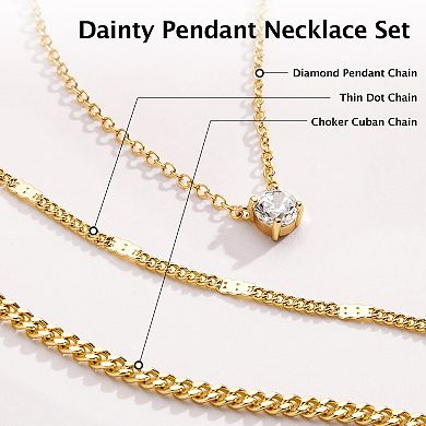 Kaelin Home 14K Plated Cuban Layered Non Tarnish Necklace Set