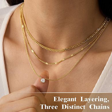 Kaelin Home 14K Plated Cuban Layered Non Tarnish Necklace Set