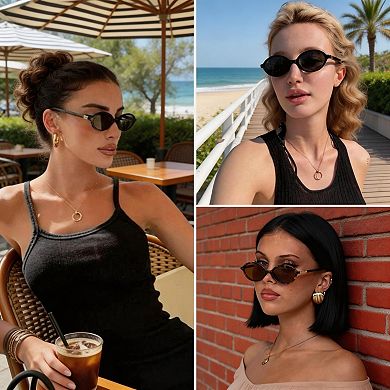 Kaelin Home Womens Retro Oval Y2K 90s Vintage Sunglasses